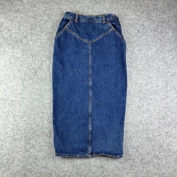 Vintage Cherokee Denim Maxi Skirt Size 5 Bareback 60s 70s Talon 42 USA Made - Picture 7 of 16